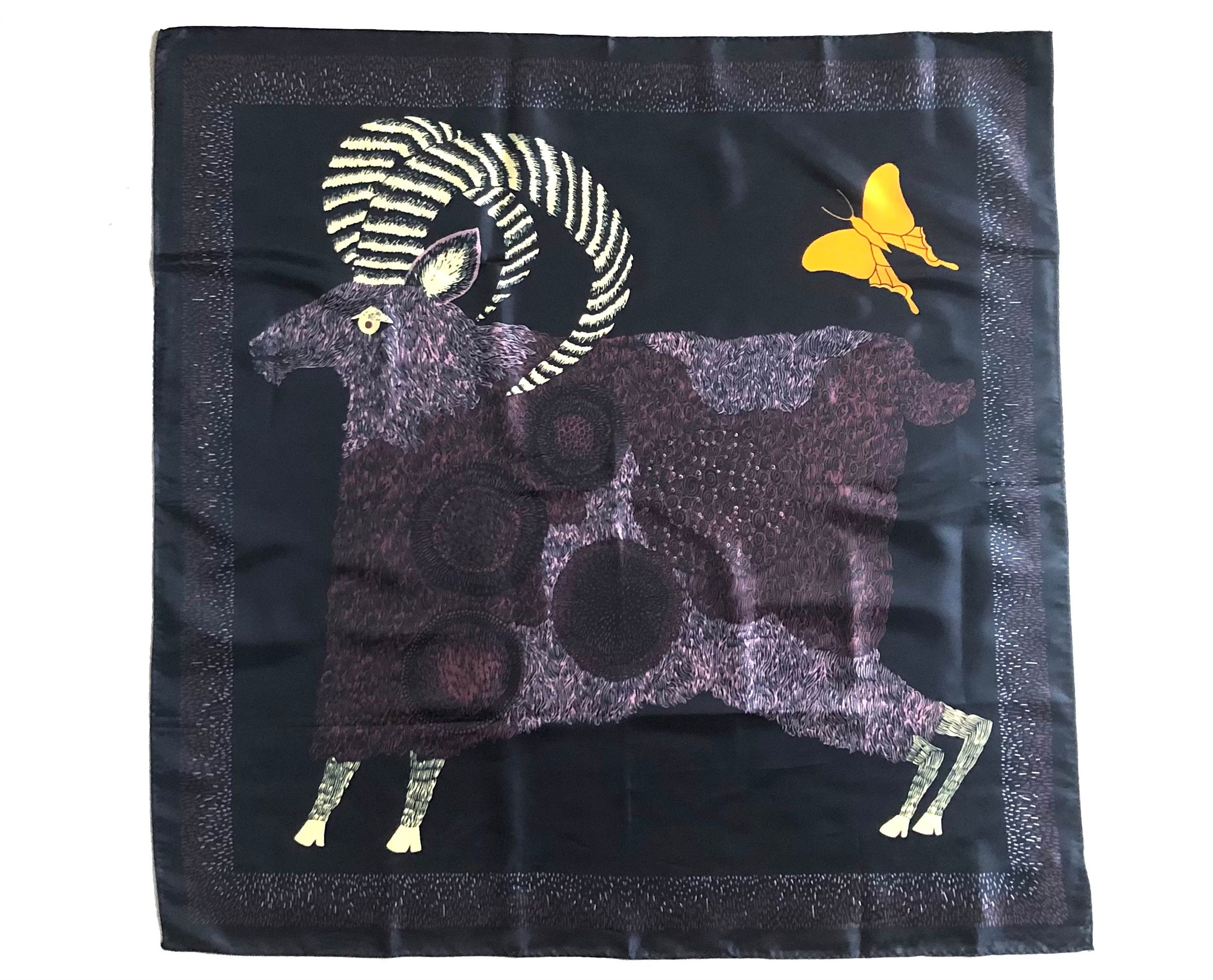 Vintage Totes Rain Scarf, Water Repellent Scarf Kerchief, Aries Ram April Birthday Gift For Her, Textile Wall Decor