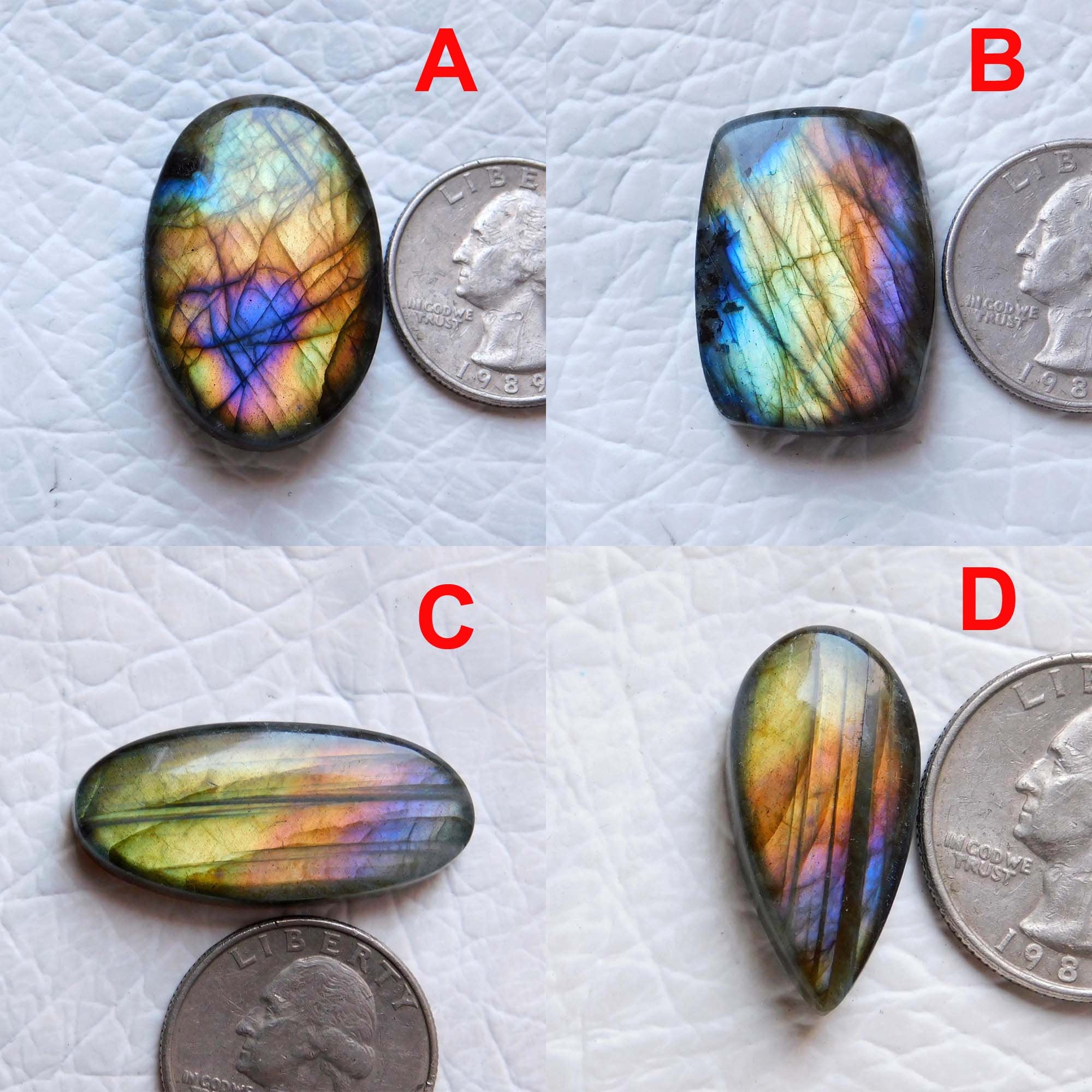 Multi Purple Fire Labradorite Cabochon Lot Green Purple Gemstone Silver Jewelry Wire Wrapping Ring Pendant Stone