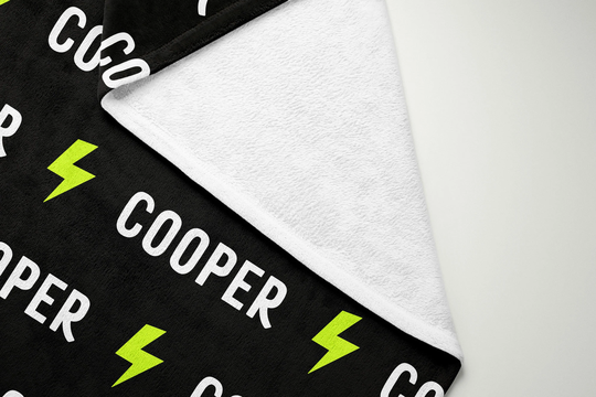 Personalized Lightning Bolt Name Blanket For Baby, Toddler, Custom Name, Baby Shower Gift, Stroller Blanket, New Gift