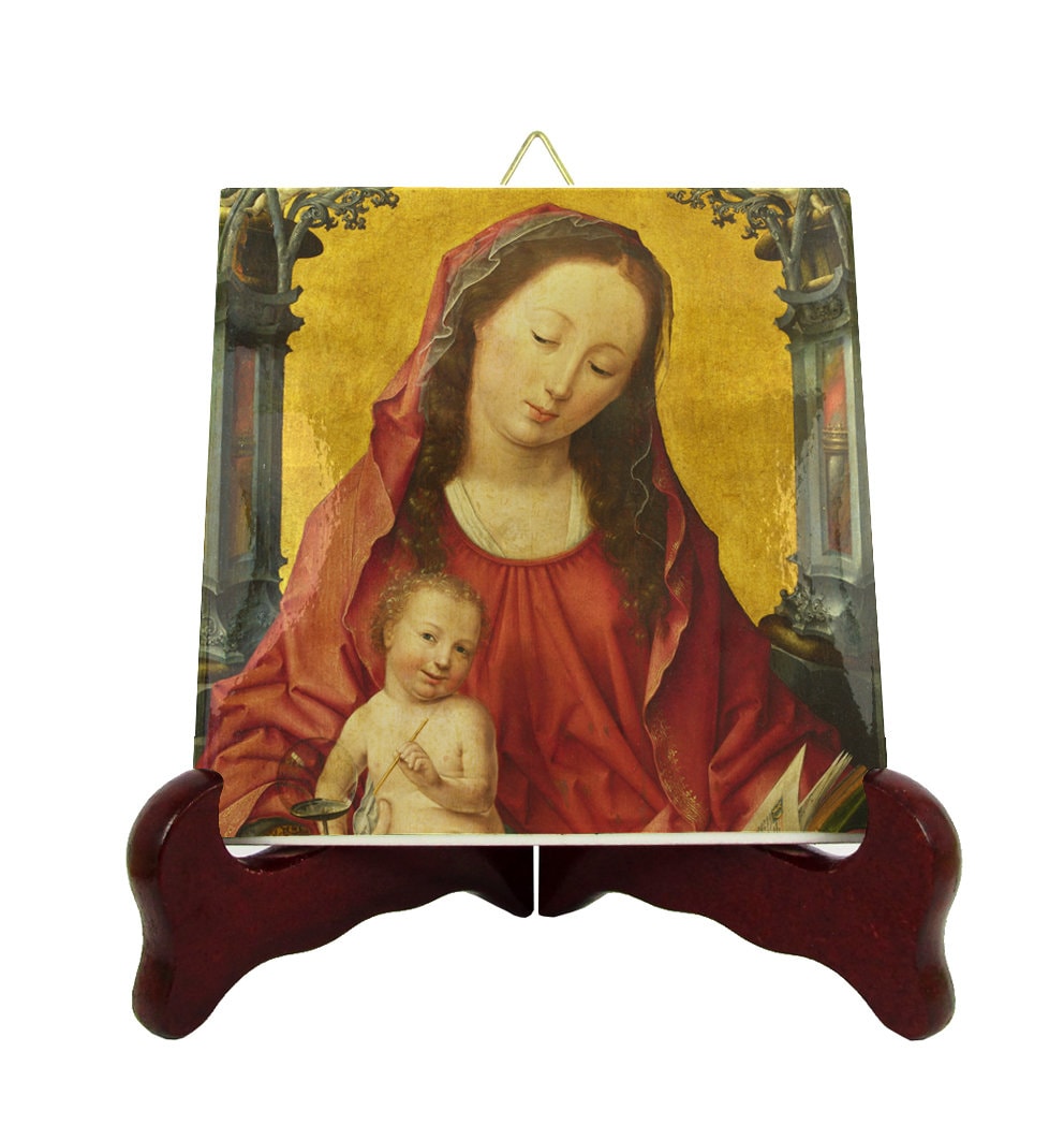 Virgin & Child Jesus - Catholic Gifts Religious Icon On Tile Mary Art From A Painting Devotion