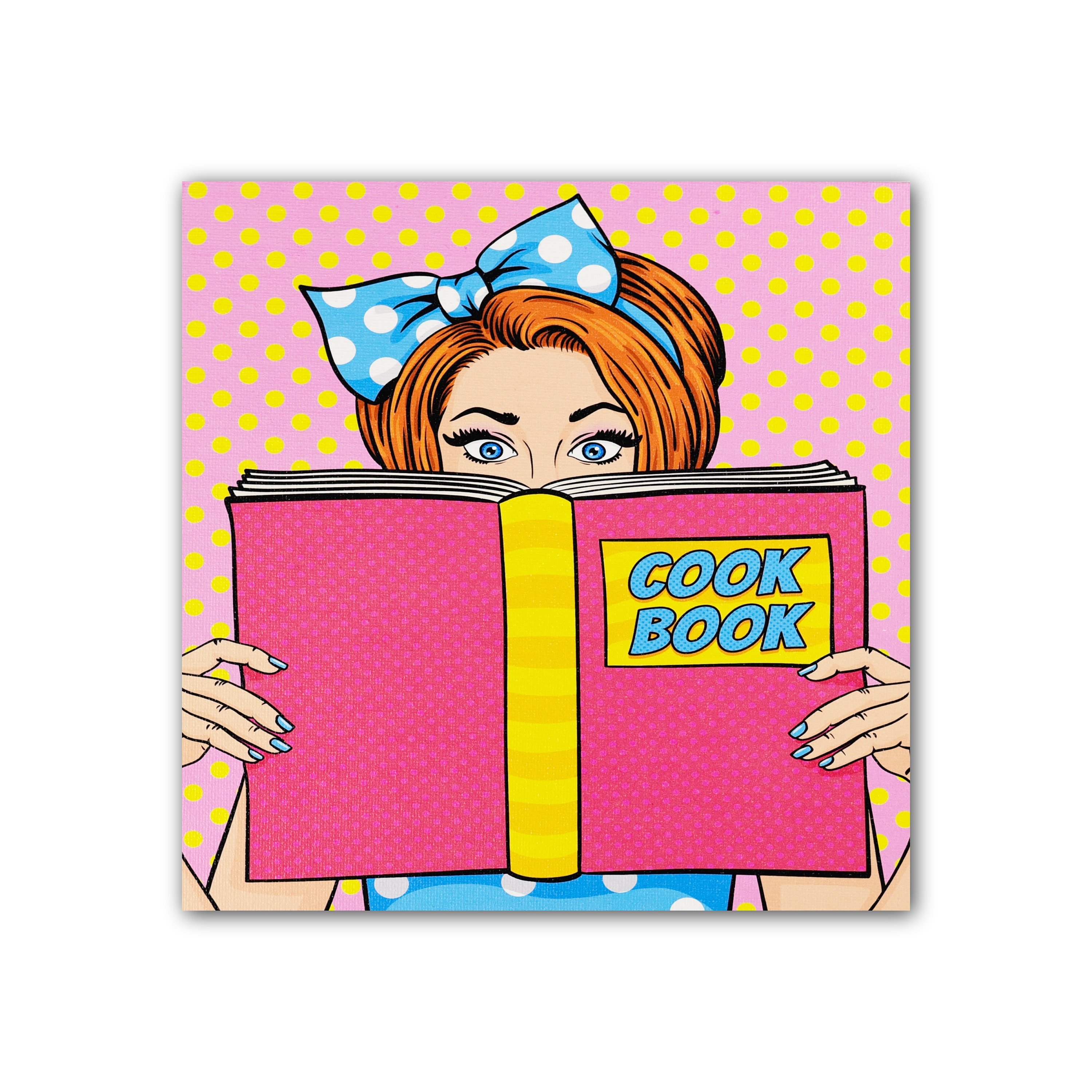 Comic Pop Art, Custom Woman, Cook Book, Above Bed Decor, Canvas Print, Panel - Wall Abstract, Painting, Gift