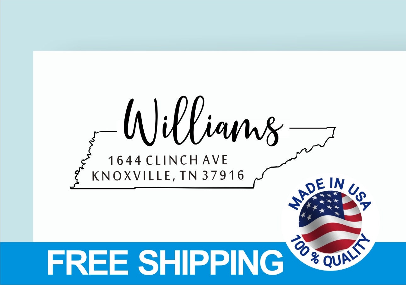 Tennessee Address Stamp, State Custom Personalized Self Inking Wedding Invitation - Tn4