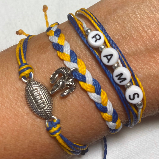 Rams Football Charm Bracelet Set, Stackable String Bracelet, Pura Vida Style