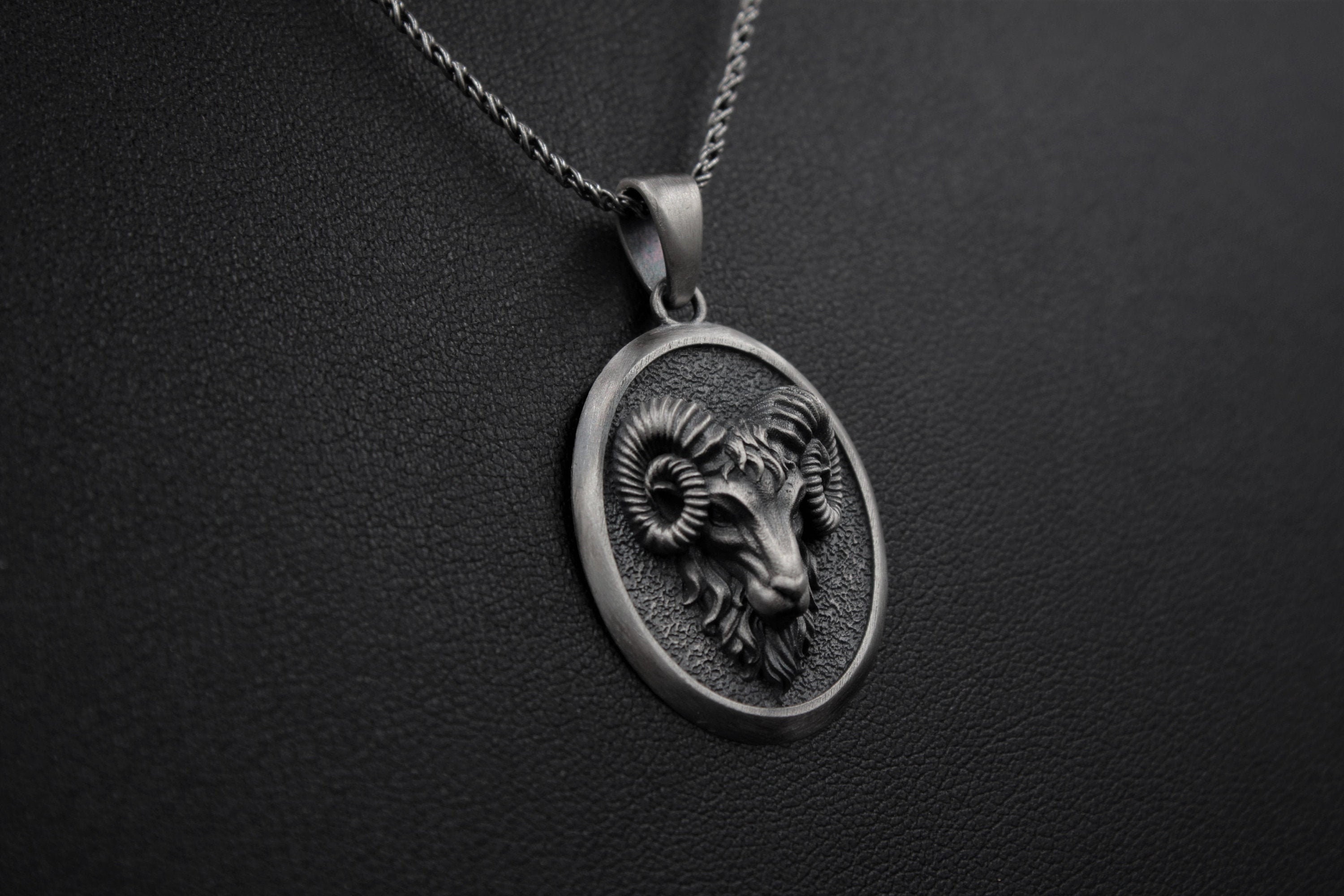 Personalized Ram Head Necklace Christmas Gifts For Men Silver Pendant Aries Gift, Zodiac Sign, April Birthday Him Women's