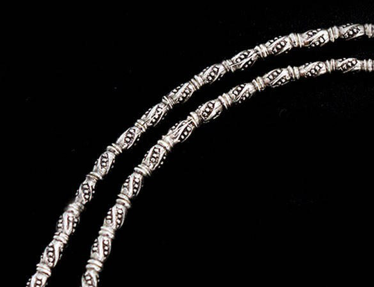 40 Of Karen Hill Tribe Silver Imprinted Bamboo Beads 2.5x5 Mm. 9" ka4313