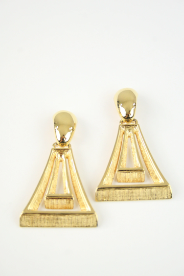 1980S Earrings Gold Door Knocker Clip Backs