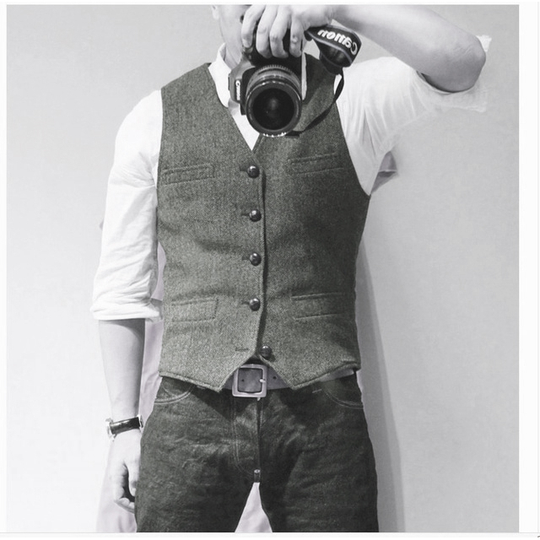 Men's Suit Vest Blue Single Breasted Woolen Blended Mens Vest Denim Jeans Waistcoat Jacket Slim Fit Casual Formal Business - grey, m