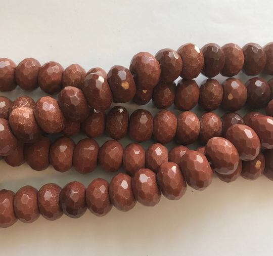 Goldstone 6x3mm 14x10mm Faceted Rondelle Gemstone Beads15.5"