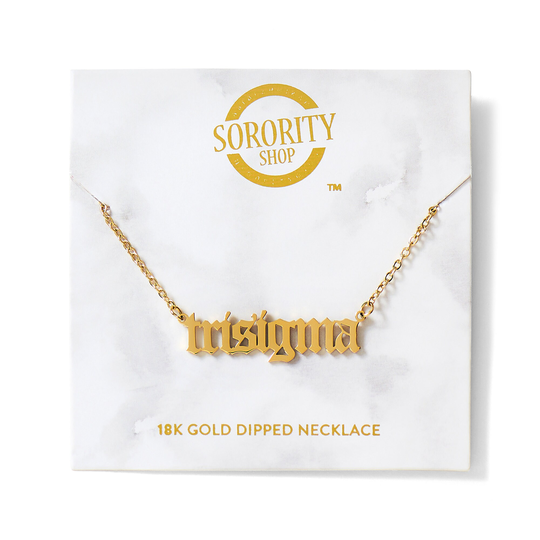Tri Sigma Name Old English Sorority Necklace