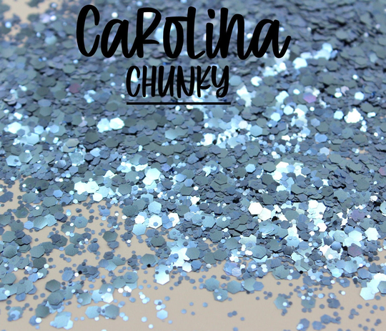 1Oz Chunky Blend Glitter, Polyester Blue Light Carolina