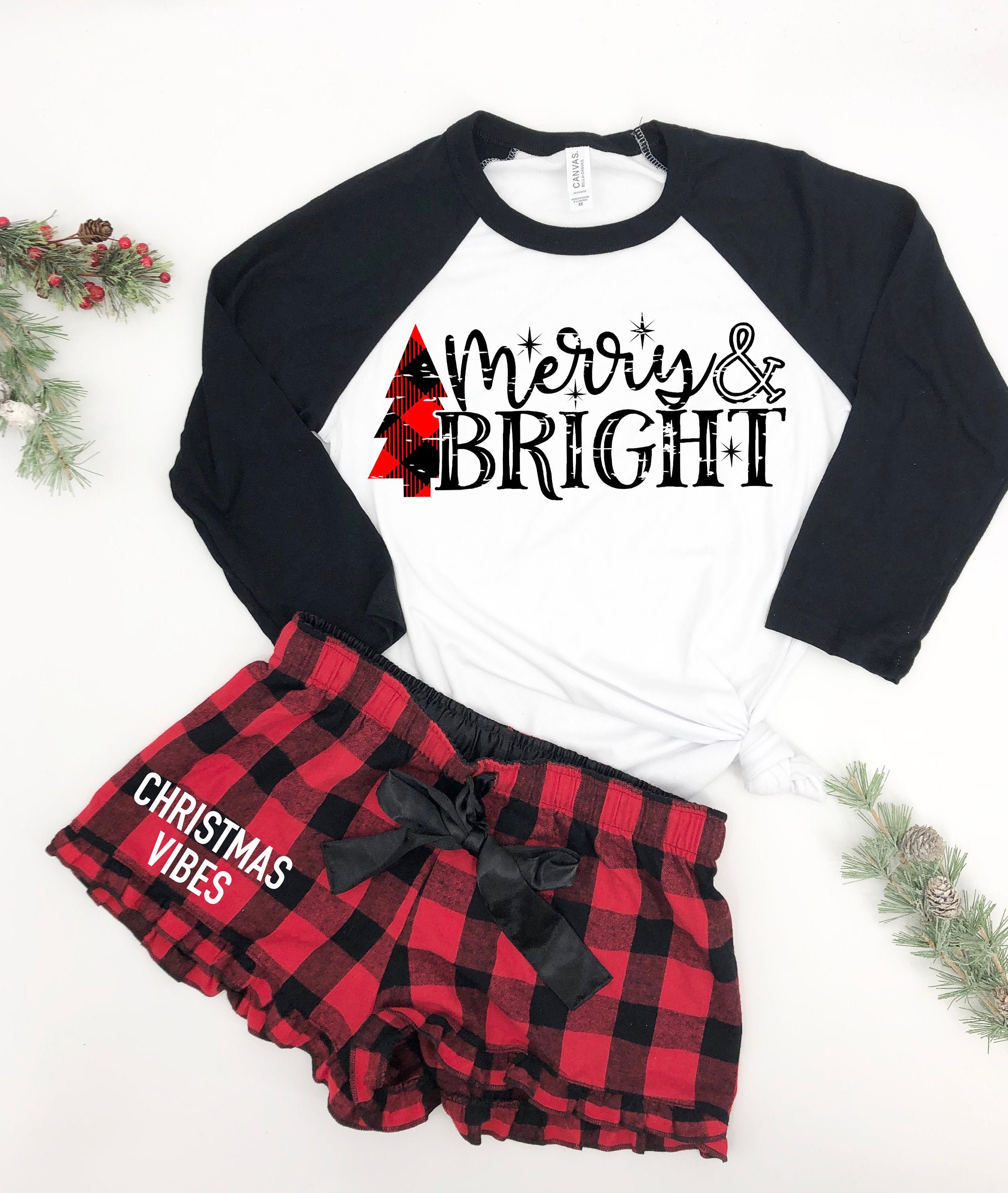Christmas Buffalo Plaid Pajamas, Womens Christmas Pajamas, Eve Shirt, Outfit