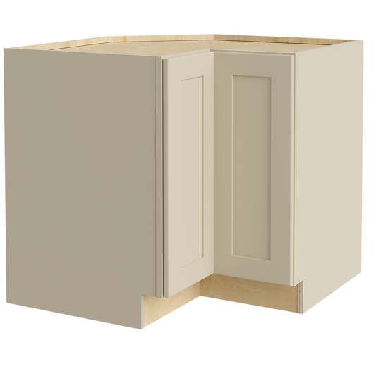 Luxxe Cabinetry Norfolk 33-in W x 34.5-in H x 24-in D Blended Cream Painted Corner Base Fully Assembled Semi-custom Cabinet (Shaker Door Style)