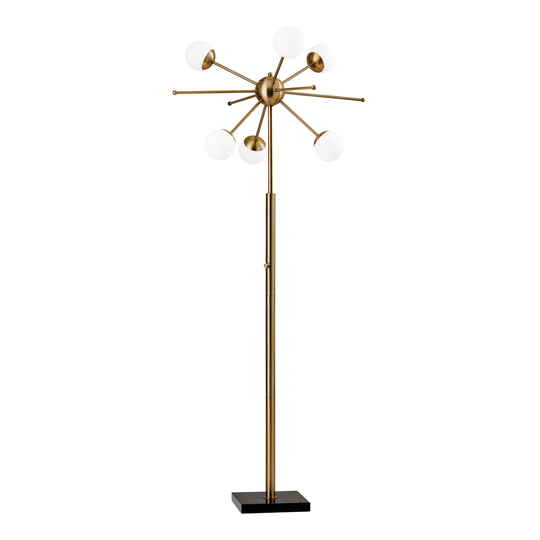 Antique Brass and Black Marble LED Doppler Floor Lamp: Metallic - Glass by World Market