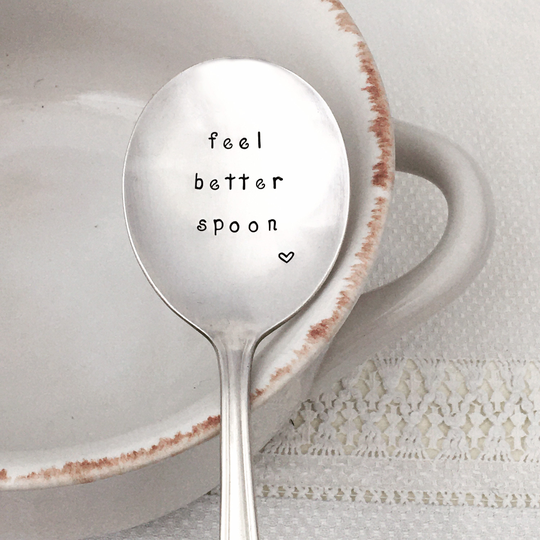 Get Well Gift - Feel Better Spoon, Hand Stamped Vintage Silverware, Care Package, Chronic Illness, Recovery, Encouragement