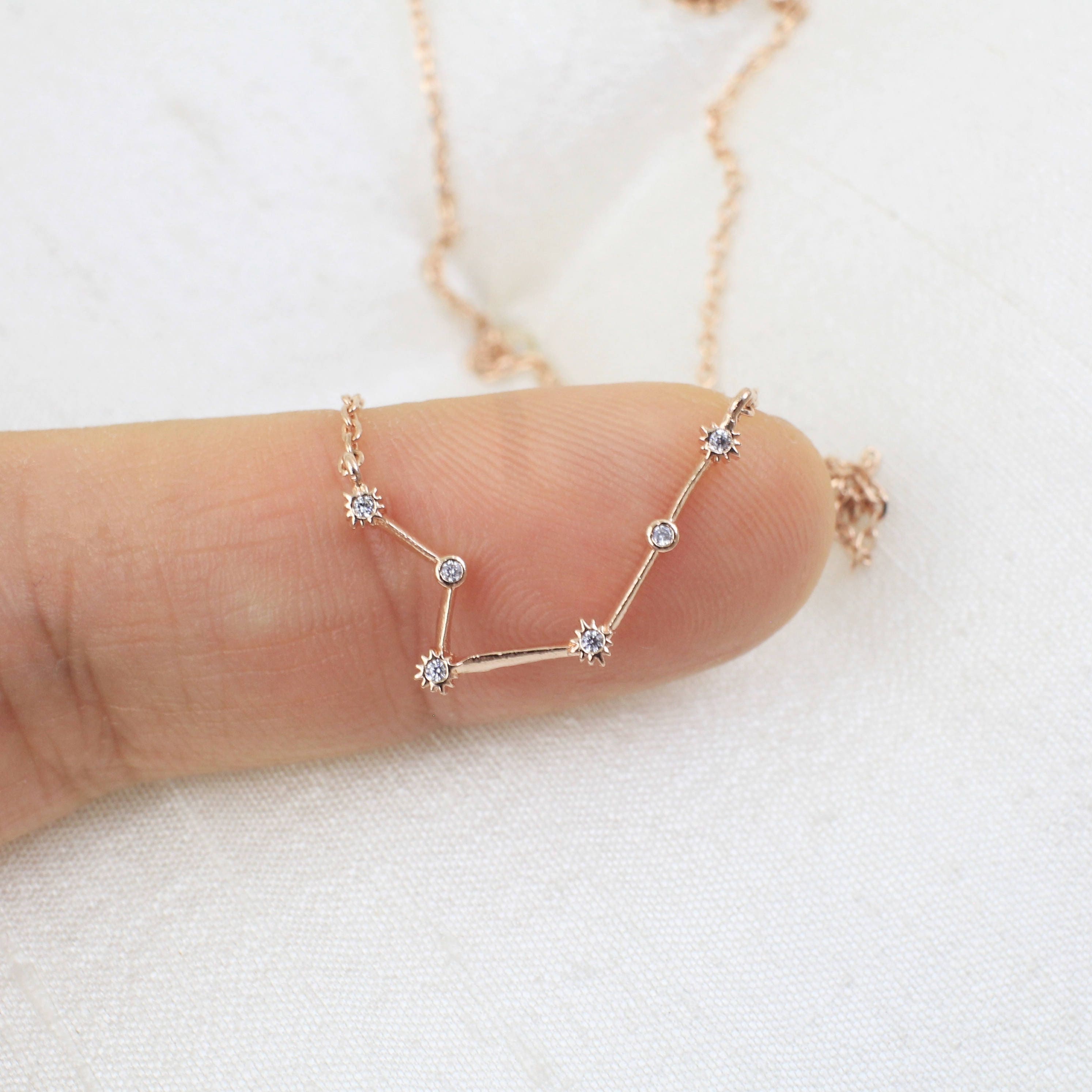 Rose Gold Aquarius Necklace, Zodiac Jewelry, Celestial Jewelry, Constellation Necklace , February, January Birthday Gift, Bridesmaid Gift