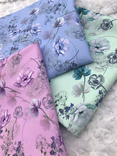 Linen Look Floral Polyester Blend 58/60" By The Yard/Half Yard