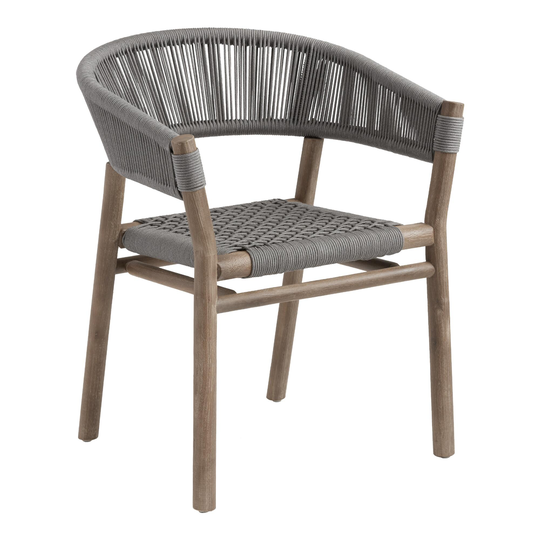 Acacia Wood and Rope Cabrillo Outdoor Patio Dining Chair: Blue by World Market