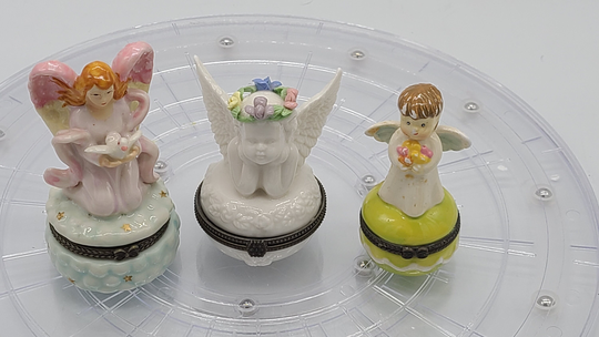 Angel Porcelain Hinged Trinket Box. Sold Separately