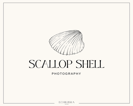 Pre-Made Scallop Shell Logo, Seashell Ocean Seaside Coastal Logo Design, Seafood