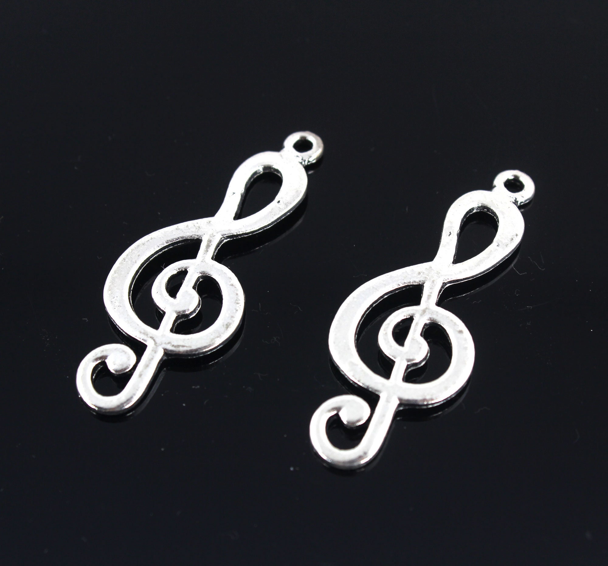 10Pcs Music Note Charm Pendant , Antique Silver Charm16x45mmYf121