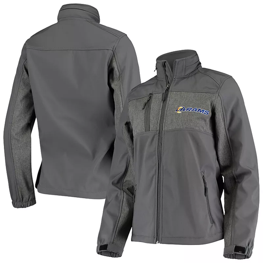 Women's Dunbrooke Charcoal Los Angeles Rams Zephyr Softshell Full-Zip Jacket, Size: Small, LAR CHARCO