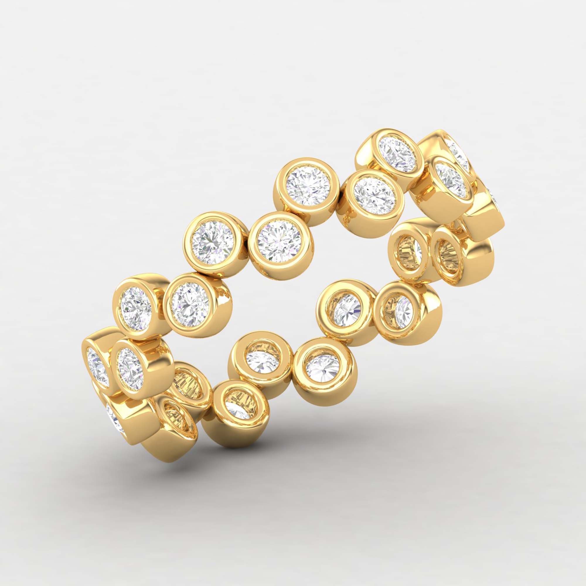 Bezel Diamond Stacking Ring, Dainty Solid Gold Natural Full Eternity Band Rings For Women By Diri Jewels