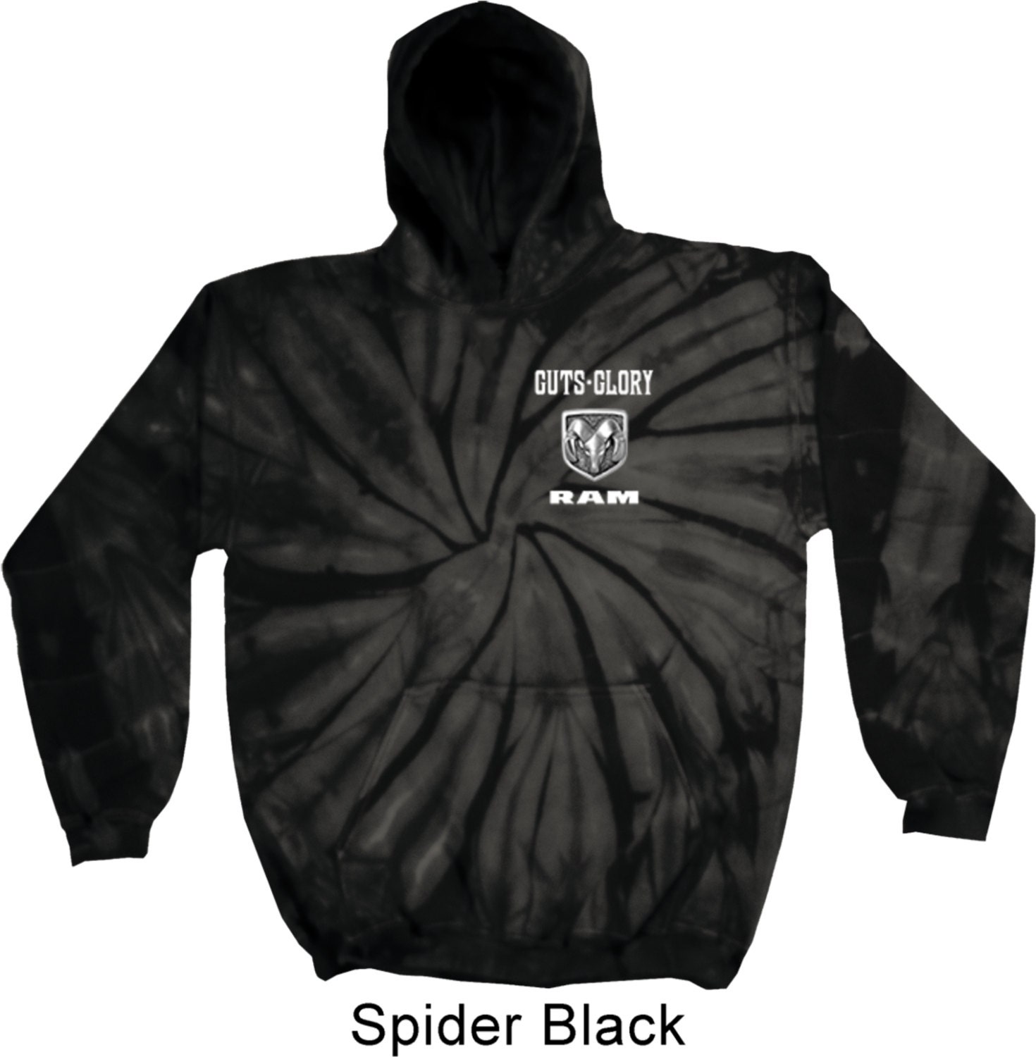 Guts & Glory Ram Logo Pocket Print Adult Dodge Tie Dye Hoodie 20414E2-Pp-8777