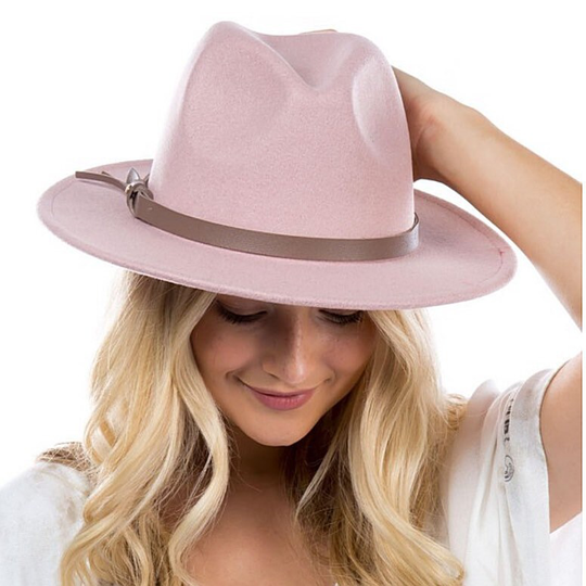 Pink Fedora Hat Panama Sun Wide Brim Wool Blend Boho Chic For Gift Her Woman Bridesmaid Hipster Easter Spring Bestseller