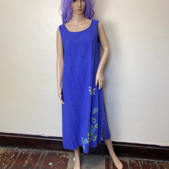 Violet Purple Vintage 90S Linen Blend Midi Dress