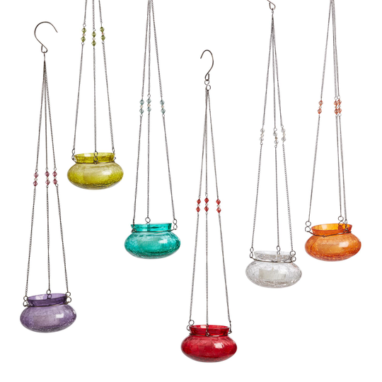 Mini Crackled Glass Hanging Tealight Candle Holder Set Of 6 by World Market