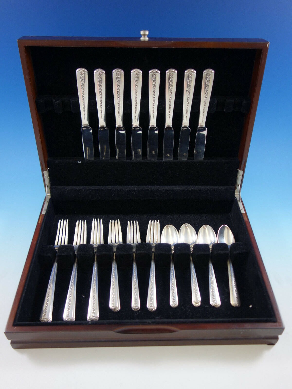 Rambler Rose By Towle Sterling Silver Flatware Set For 8 Service 32 Pieces