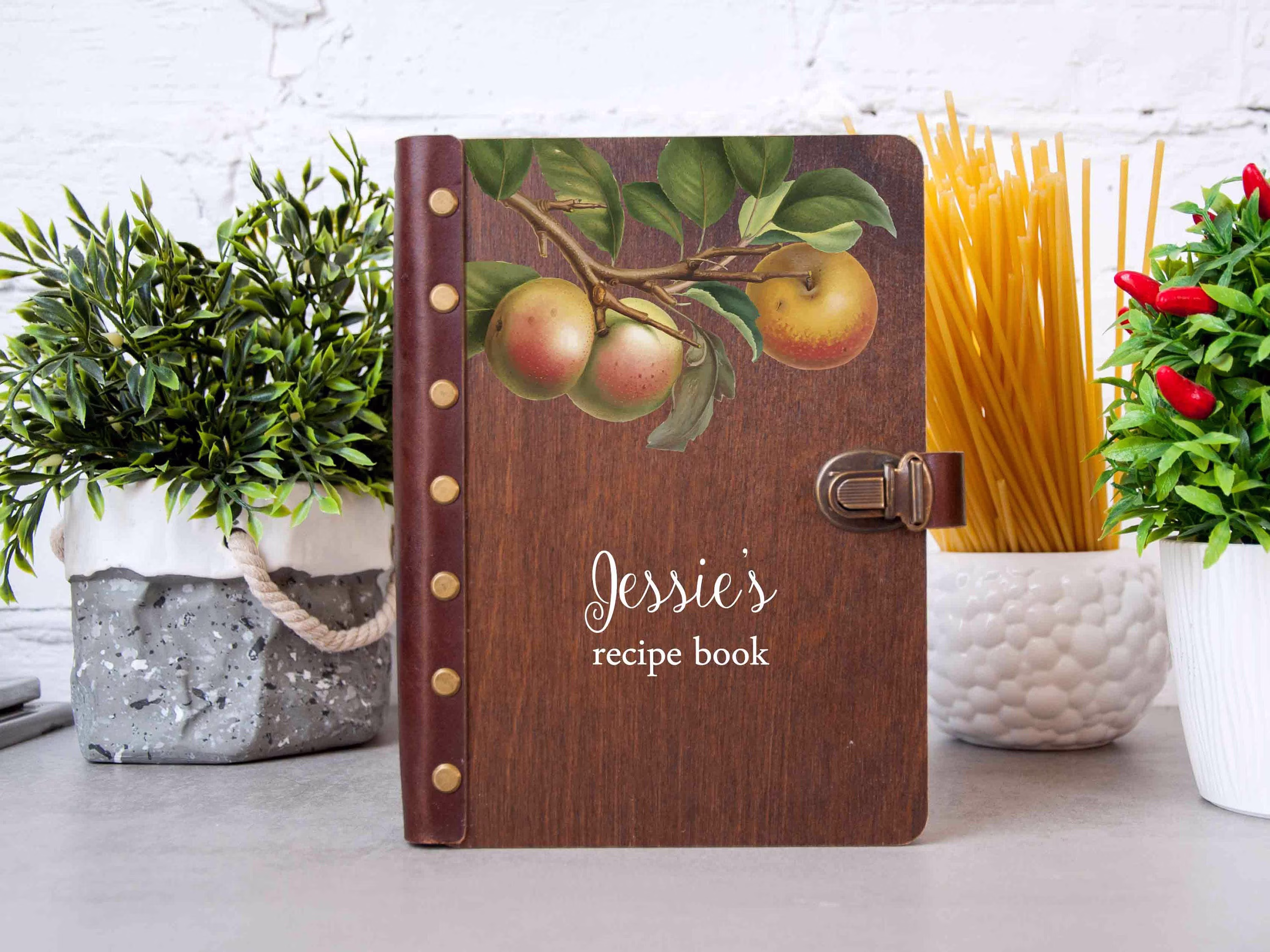 Blank Recipe Book, Wooden Binder, Personal Cookbook, Christmas Gift For Daughter in Law, Recipe Notebook, Custom Journal