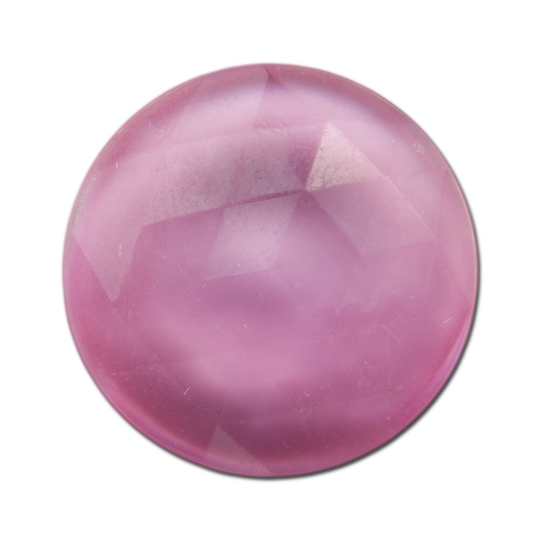Vintage German Rose Pink Faceted Glass Cabochon 20mm | 4 Cab488A