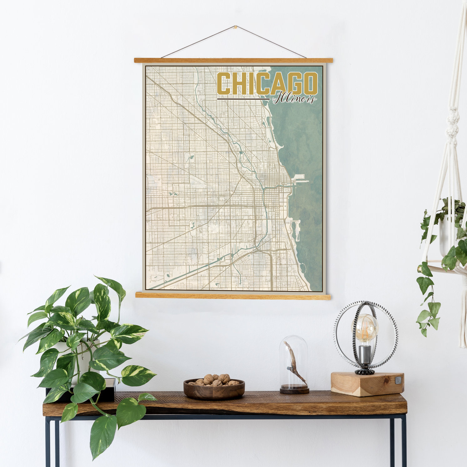 Chicago Illinois Nautical Street Map | Hanging Canvas Of Printed Marketplace