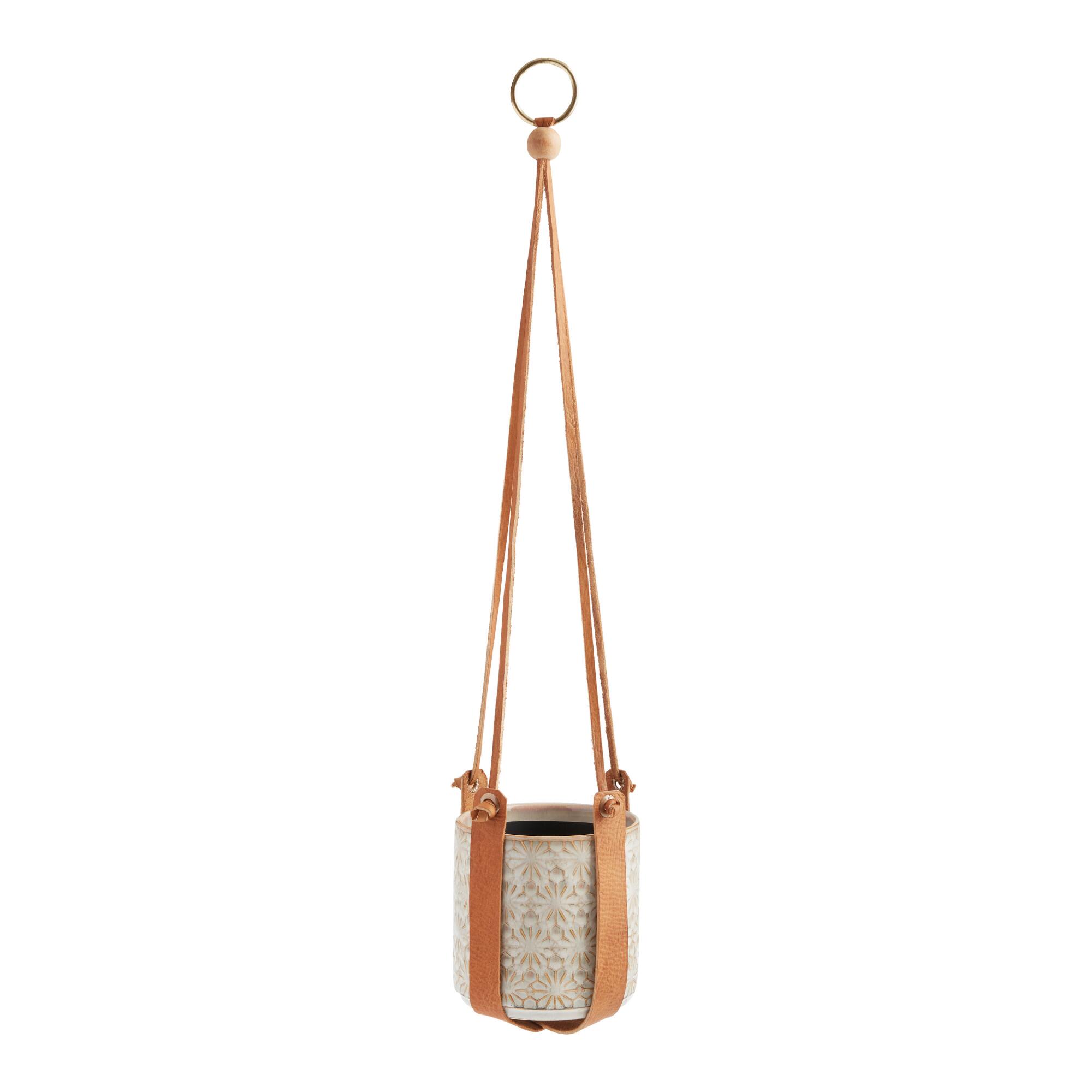 Faux Leather Strap Plant Hanger: Natural by World Market