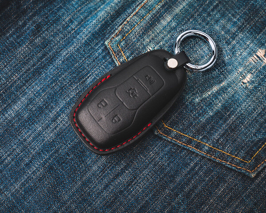 Ford Mustang 4 Button Covered Leather Key Fob Case Charger Challenger Hellcat Sxt Plus Srt 392 Ram Chevrolet Camaro Handmade