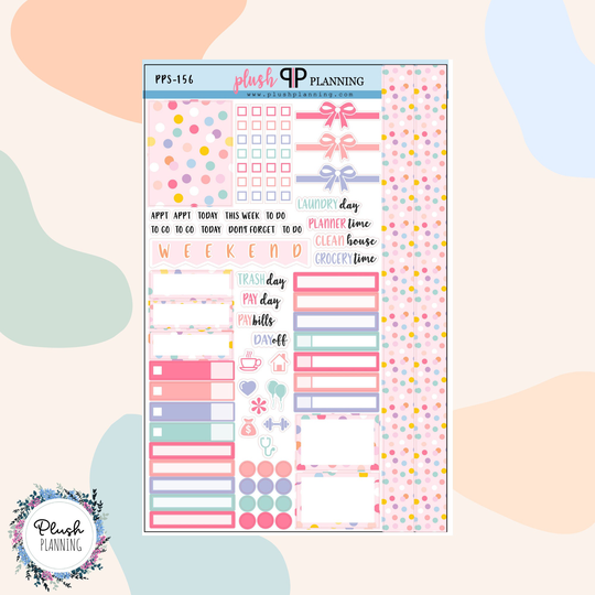 Bubble Gum Dots Pastel Design Planner Stickers Sampler, Colors Design, Removable Stickers, Plush Planning