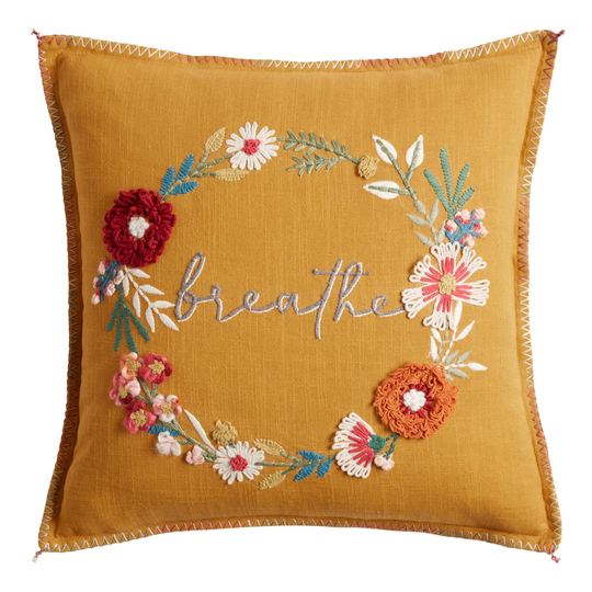 Amber Embroidered Breathe Throw Pillow by World Market
