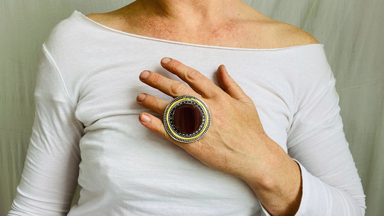 Agate Kuchi Ring. Adjustable