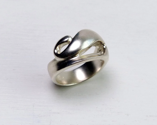 Danish Jens Aagaard Sterling Silver Modernist Ring Wave Ring Size 5.75 Wavy Swirl Design Vintage Denmark Scandinavian Jewelry