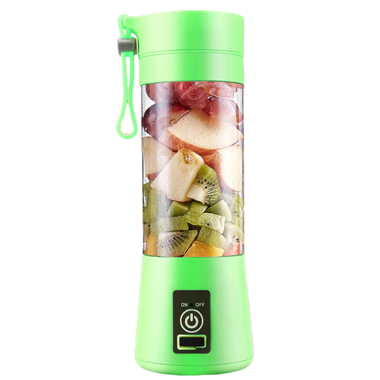 Portable Home USB Rechargeable 4-Blade Electric Fruit Extractor Juice Blender - green