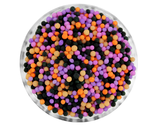 Vampira Non-Pareils Blend - Our Vampira Blend Is A Mix Of Classic Non-Pareils in Black, Peach, Creamsicle Orange, Lavender & Light Purple