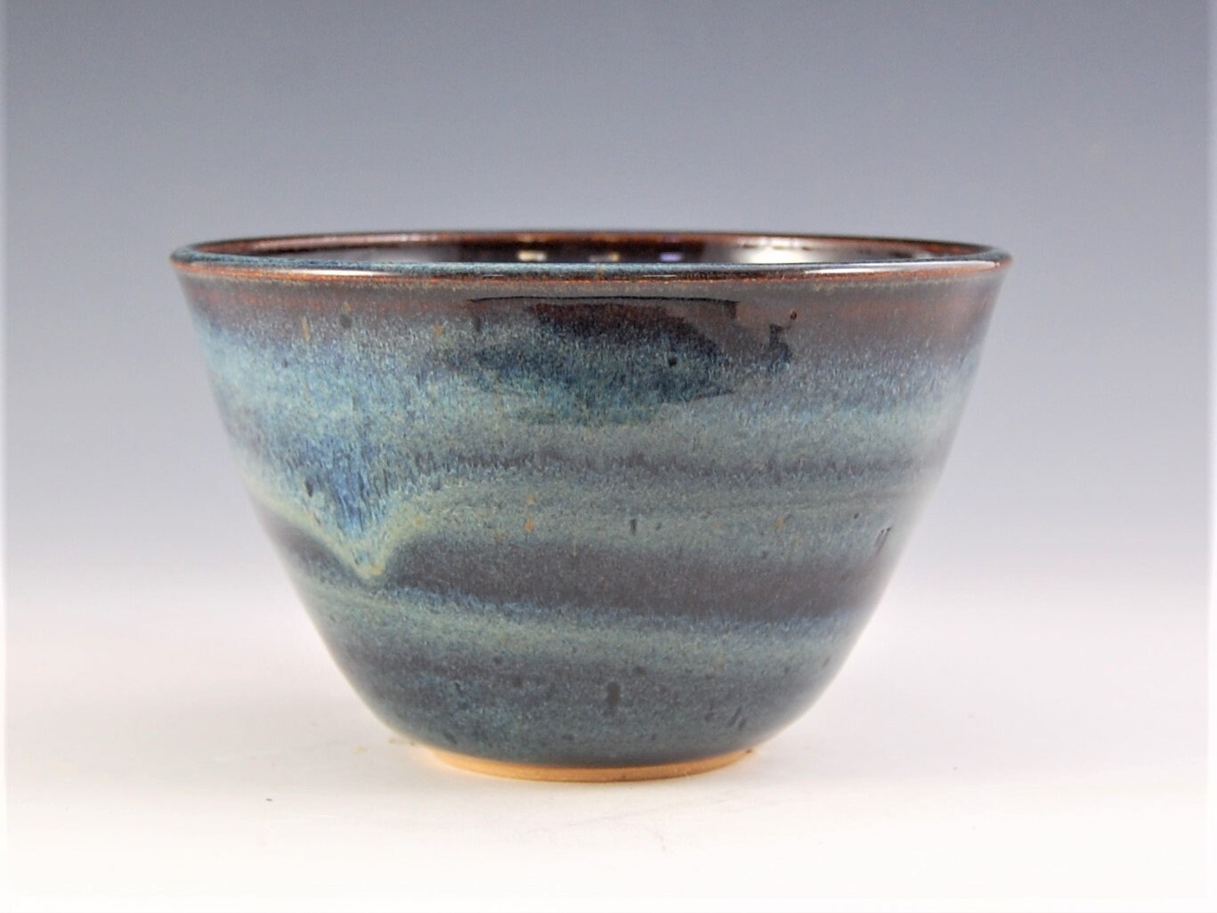 Mottled Blue Noodle Bowls, North Carolina Rustic Handmade Pottery Rice, Pasta, Soup Bowls Go From Oven To Table. Apx 6.38 W X 3.75 H"
