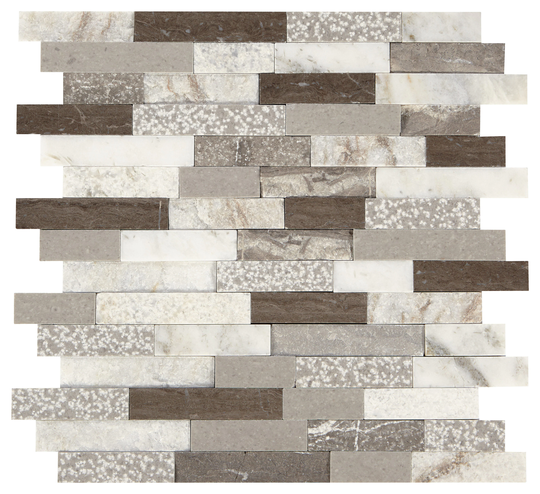 American Olean Designer Elegance Reverent Taupe Blend 12-in x 12-in Multi-finish Natural Stone Marble/Limestone Linear Patterned Wall Tile