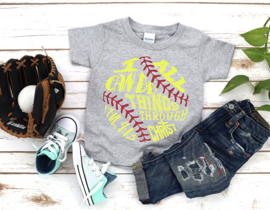 Softball Scripture, I Can Do All Things Through Christ, Ready To Press Sublimation Transfer
