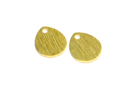 Brass Textured Drop Charms, Raw Findings 0.8x10x12mm Mt225