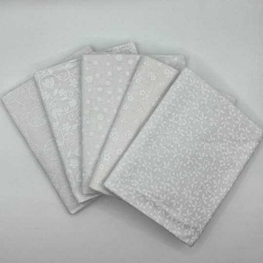 White On Tonal Blender Fabrics 100% Cotton For Quilting Choose Fat Quarters, 2 1/2" Strips, Jelly Roll, Charm Pack, Layer Cake