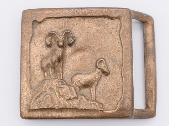 Sheep Ram Solid Brass Colonial Leather Co Rare 1970S Vintage Belt Buckle
