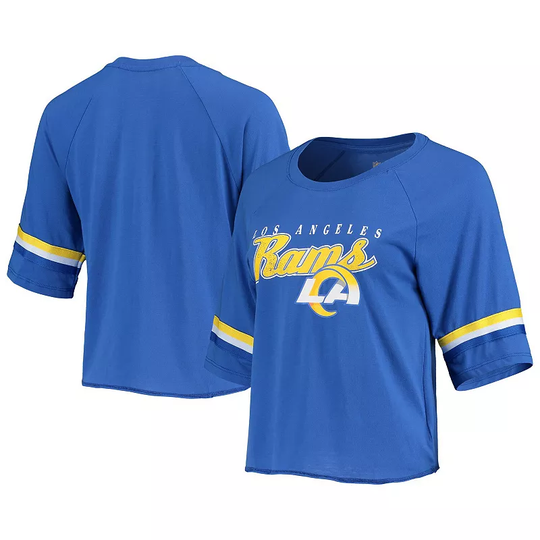 Juniors Royal Los Angeles Rams Burnout Raglan Half-Sleeve T-Shirt, Women's, Size: XL, LAR Blue