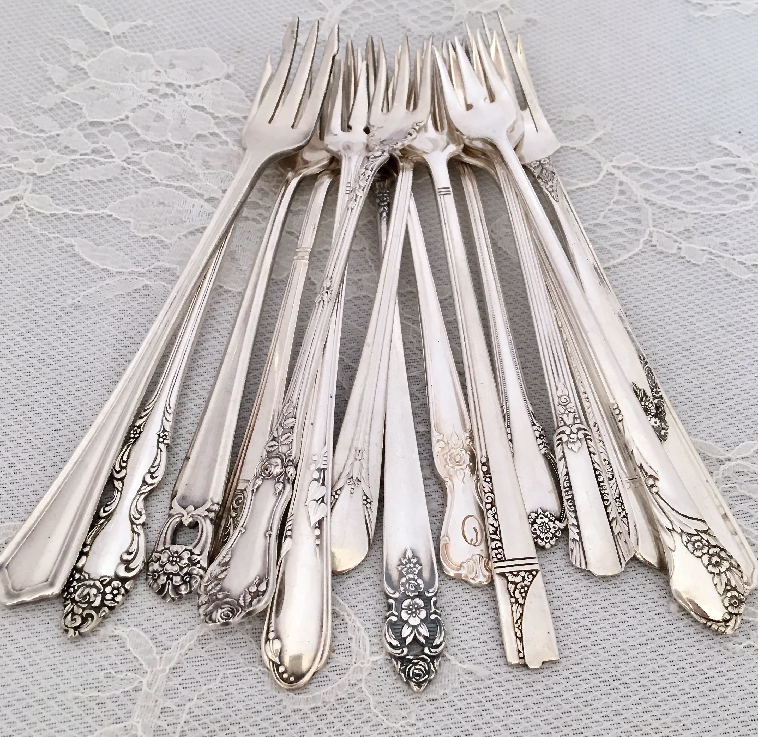 Mismatched Silverplate Cocktail Forks/Shrimp Forks/Seafood Forks/Vintage & Antique/Wedding/Tea Party/Bridal Shower/Farmhouse/Cottage/Rustic
